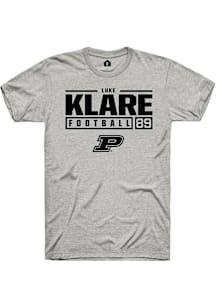 Luke Klare  Purdue Boilermakers Ash Rally NIL Stacked Box Short Sleeve T Shirt