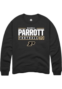Maxwell Parrott Rally Mens Black Purdue Boilermakers NIL Stacked Box Crew Sweatshirt