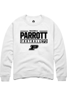Maxwell Parrott Rally Mens White Purdue Boilermakers NIL Stacked Box Crew Sweatshirt
