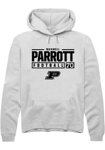 Maxwell Parrott Rally Mens White Purdue Boilermakers NIL Stacked Box Hooded Sweatshirt