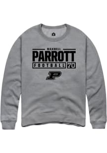 Maxwell Parrott Rally Mens Graphite Purdue Boilermakers NIL Stacked Box Crew Sweatshirt