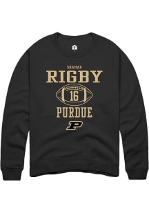 Shamar Rigby  Rally Purdue Boilermakers Mens Black NIL Sport Icon Long Sleeve Crew Sweatshirt