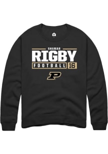 Shamar Rigby  Rally Purdue Boilermakers Mens Black NIL Stacked Box Long Sleeve Crew Sweatshirt