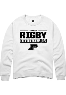 Shamar Rigby  Rally Purdue Boilermakers Mens White NIL Stacked Box Long Sleeve Crew Sweatshirt