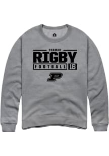 Shamar Rigby  Rally Purdue Boilermakers Mens Graphite NIL Stacked Box Long Sleeve Crew Sweatshir..