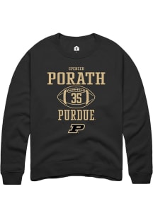 Spencer Porath  Rally Purdue Boilermakers Mens Black NIL Sport Icon Long Sleeve Crew Sweatshirt