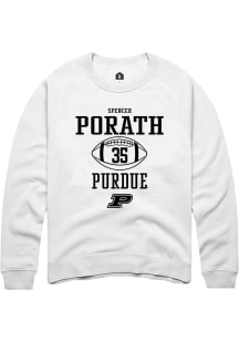 Spencer Porath  Rally Purdue Boilermakers Mens White NIL Sport Icon Long Sleeve Crew Sweatshirt