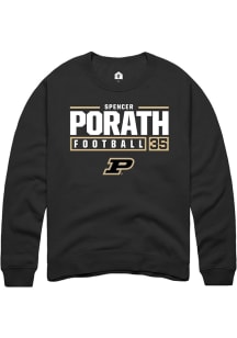 Spencer Porath  Rally Purdue Boilermakers Mens Black NIL Stacked Box Long Sleeve Crew Sweatshirt