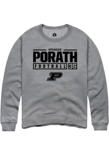 Spencer Porath  Rally Purdue Boilermakers Mens Graphite NIL Stacked Box Long Sleeve Crew Sweatsh..