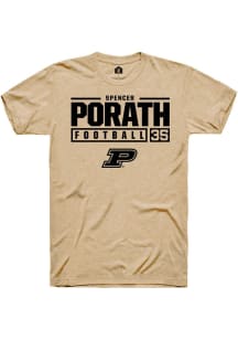 Spencer Porath Gold Purdue Boilermakers NIL Stacked Box Short Sleeve T Shirt