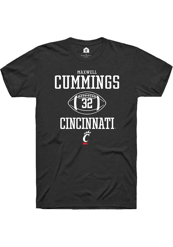 Maxwell Cummings Cincinnati Bearcats Black Rally NIL Sport Icon Short Sleeve T Shirt