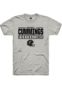 Maxwell Cummings  Cincinnati Bearcats Ash Rally NIL Stacked Box Short Sleeve T Shirt