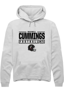 Maxwell Cummings  Rally Cincinnati Bearcats Mens White NIL Stacked Box Long Sleeve Hoodie