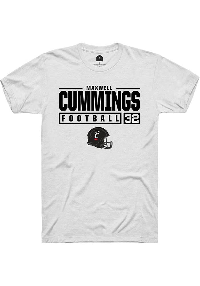 Maxwell Cummings Cincinnati Bearcats White Rally NIL Stacked Box Short Sleeve T Shirt