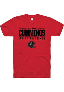 Maxwell Cummings  Cincinnati Bearcats Red Rally NIL Stacked Box Short Sleeve T Shirt