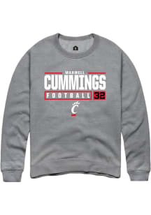 Maxwell Cummings  Rally Cincinnati Bearcats Mens Graphite NIL Stacked Box Long Sleeve Crew Sweat..