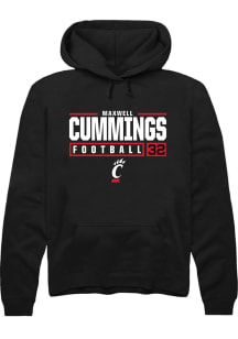 Maxwell Cummings  Rally Cincinnati Bearcats Mens Black NIL Stacked Box Long Sleeve Hoodie