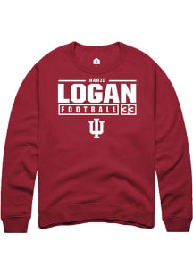 Nahji Logan Rally Mens Red Indiana Hoosiers NIL Stacked Box Crew Sweatshirt