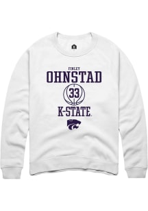 Finley Ohnstad Rally Mens White K-State Wildcats NIL Sport Icon Crew Sweatshirt