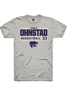 Finley Ohnstad Ash K-State Wildcats NIL Stacked Box Short Sleeve T Shirt