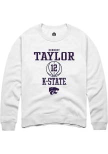 Kennedy Taylor Rally Mens White K-State Wildcats NIL Sport Icon Crew Sweatshirt