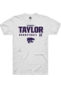 Kennedy Taylor White K-State Wildcats NIL Stacked Box Short Sleeve T Shirt