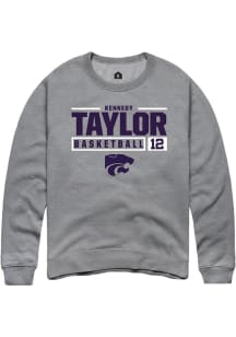 Kennedy Taylor Rally Mens Graphite K-State Wildcats NIL Stacked Box Crew Sweatshirt