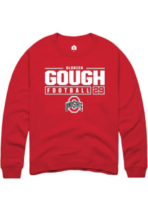 Glorien Gough  Rally Ohio State Buckeyes Mens Red NIL Stacked Box Long Sleeve Crew Sweatshirt