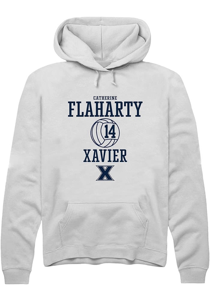 Catherine Flaharty  Rally Xavier Musketeers Mens White NIL Sport Icon Long Sleeve Hoodie