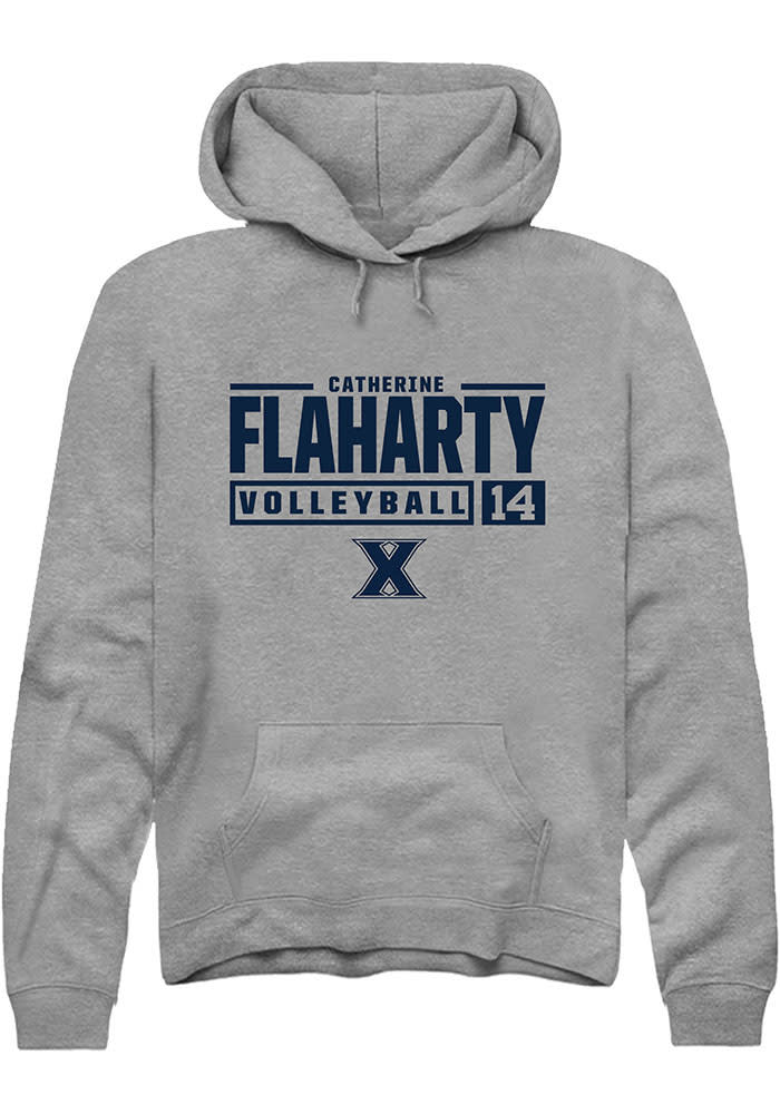 Catherine Flaharty  Rally Xavier Musketeers Mens Graphite NIL Stacked Box Long Sleeve Hoodie