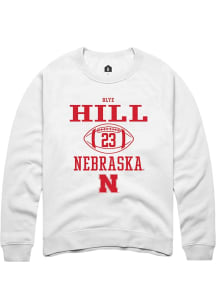 Blye Hill Rally Mens White Nebraska Cornhuskers NIL Sport Icon Crew Sweatshirt