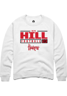 Blye Hill Rally Mens White Nebraska Cornhuskers NIL Stacked Box Crew Sweatshirt