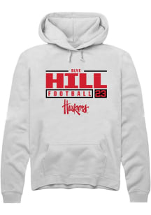 Blye Hill Rally Mens White Nebraska Cornhuskers NIL Stacked Box Hooded Sweatshirt