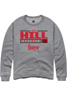 Blye Hill Rally Mens Graphite Nebraska Cornhuskers NIL Stacked Box Crew Sweatshirt