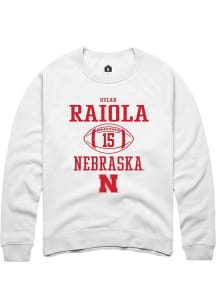 Dylan Raiola  Rally Nebraska Cornhuskers Mens White NIL Sport Icon Long Sleeve Crew Sweatshirt