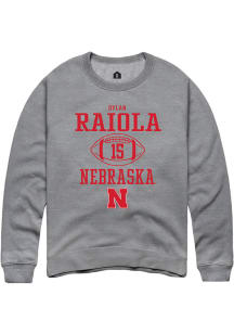 Dylan Raiola  Rally Nebraska Cornhuskers Mens Graphite NIL Sport Icon Long Sleeve Crew Sweatshir..