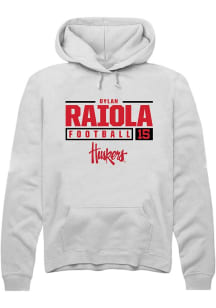 Dylan Raiola  Rally Nebraska Cornhuskers Mens White NIL Stacked Box Long Sleeve Hoodie