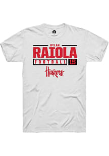 Dylan Raiola White Nebraska Cornhuskers NIL Stacked Box Short Sleeve T Shirt