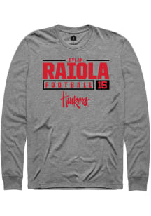 Dylan Raiola  Nebraska Cornhuskers Graphite Rally NIL Stacked Box Long Sleeve T Shirt