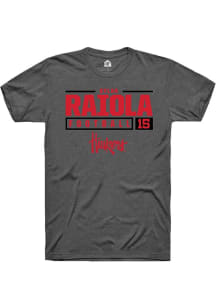 Dylan Raiola  Nebraska Cornhuskers Dark Grey Rally NIL Stacked Box Short Sleeve T Shirt