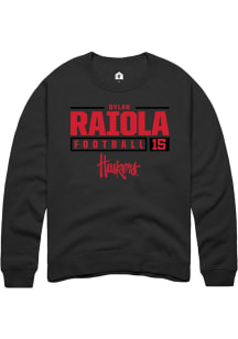 Dylan Raiola  Rally Nebraska Cornhuskers Mens Black NIL Stacked Box Long Sleeve Crew Sweatshirt