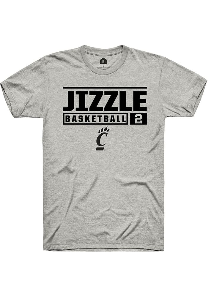 Jizzle James Cincinnati Bearcats Ash Rally NIL Stacked Box Basketball Short Sleeve T Shirt