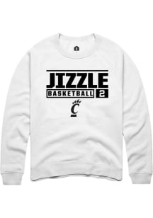 Jizzle James Rally Mens White Cincinnati Bearcats NIL Stacked Box Basketball Crew Sweatshirt