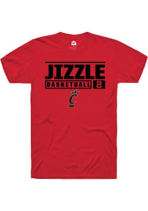 Jizzle James Red Cincinnati Bearcats NIL Stacked Box Short Sleeve T Shirt