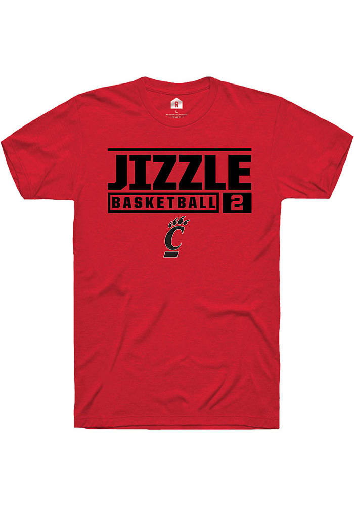 Jizzle James Cincinnati Bearcats Red Rally NIL Stacked Box Short Sleeve T Shirt