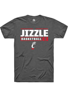 Jizzle James Dark Grey Cincinnati Bearcats NIL Stacked Box Short Sleeve T Shirt