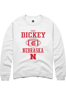 Izaac Dickey Rally Mens White Nebraska Cornhuskers NIL Sport Icon Crew Sweatshirt