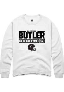 Garrison Butler  Rally Cincinnati Bearcats Mens White NIL Stacked Box Long Sleeve Crew Sweatshir..