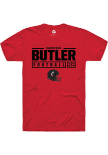 Garrison Butler  Cincinnati Bearcats Red Rally NIL Stacked Box Short Sleeve T Shirt