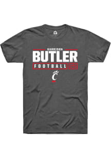 Garrison Butler  Cincinnati Bearcats Dark Grey Rally NIL Stacked Box Short Sleeve T Shirt